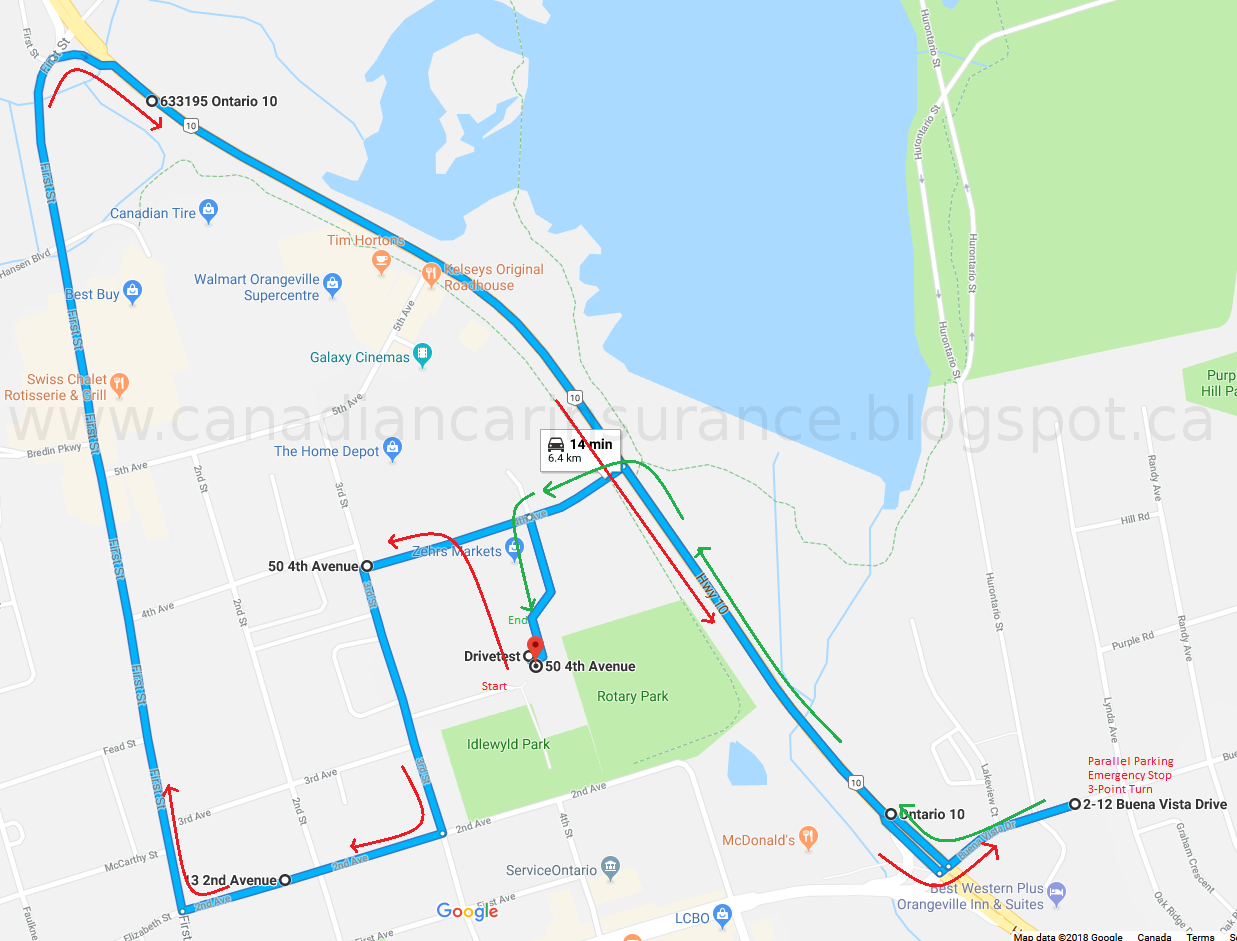 Directions To Orangeville Ontario Orangeville G Road Test Route Maps