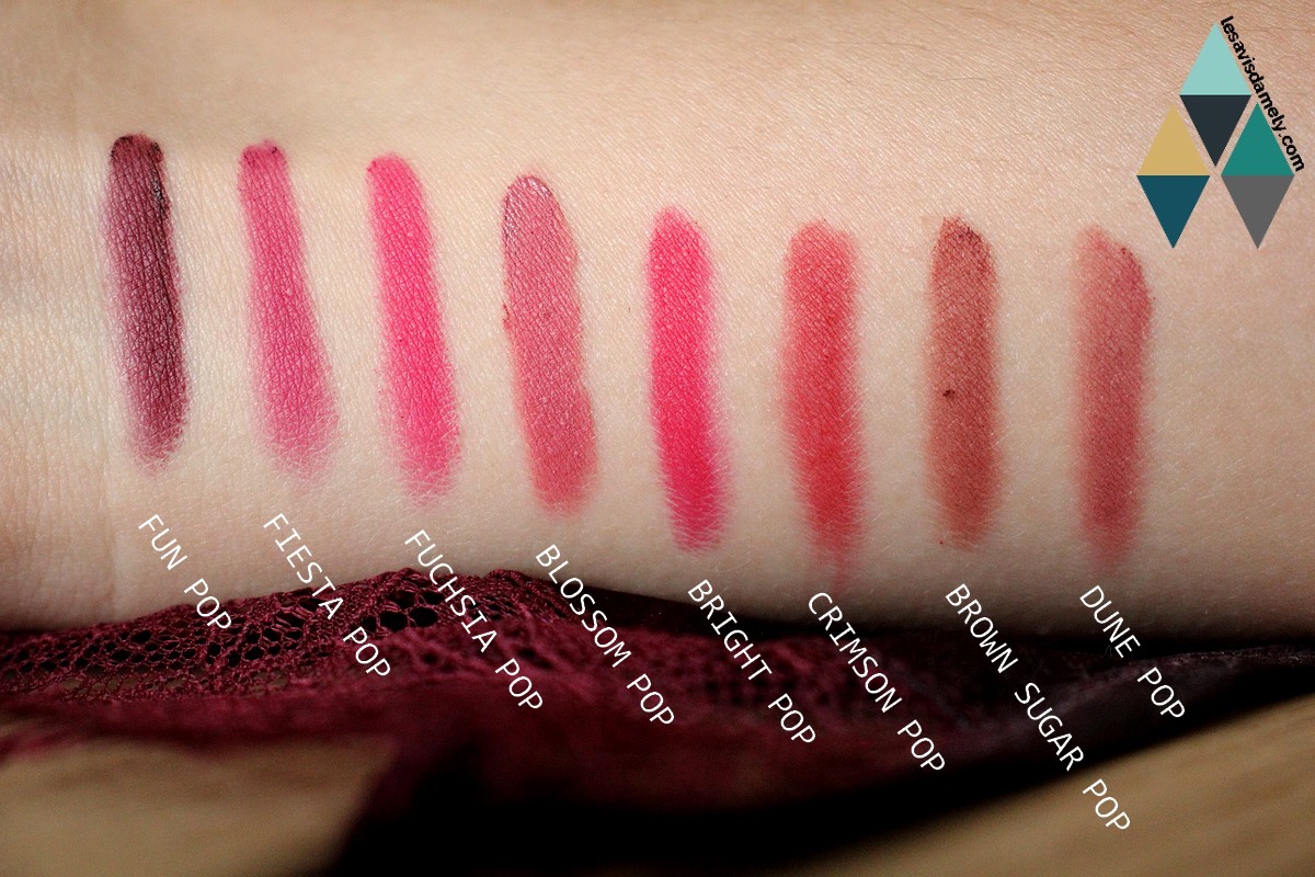 swatches et test pop lip shadow rouge à lèvres clinique