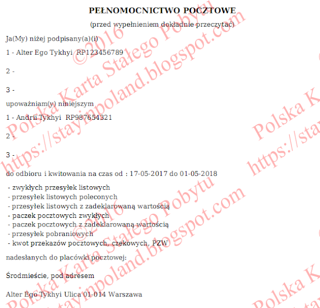 Wzór Pelnomocnictwa Pocztowego Wzór Pelnomocnictwa Pocztowego