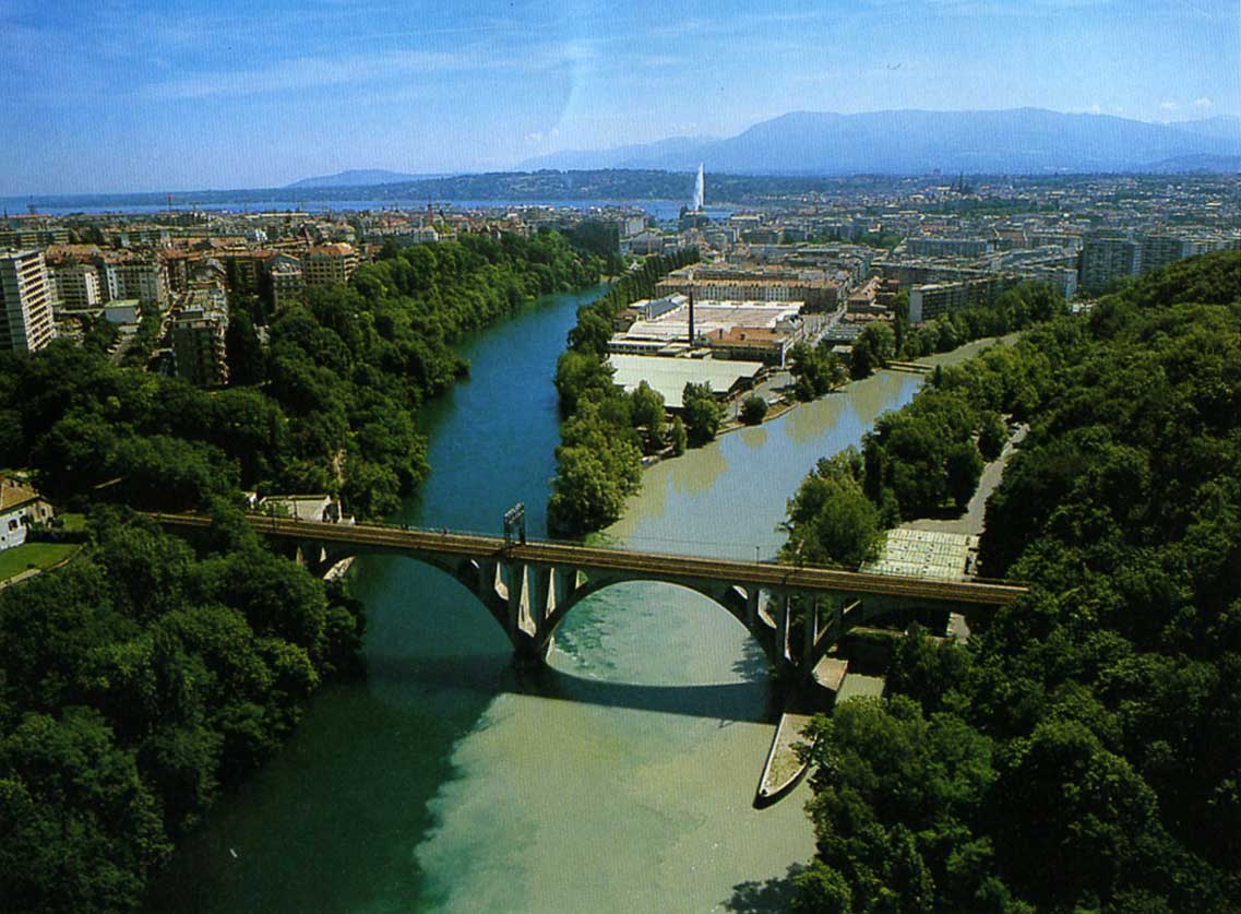 mother nature Confluence of Rhone and Arve rivers, Geneva