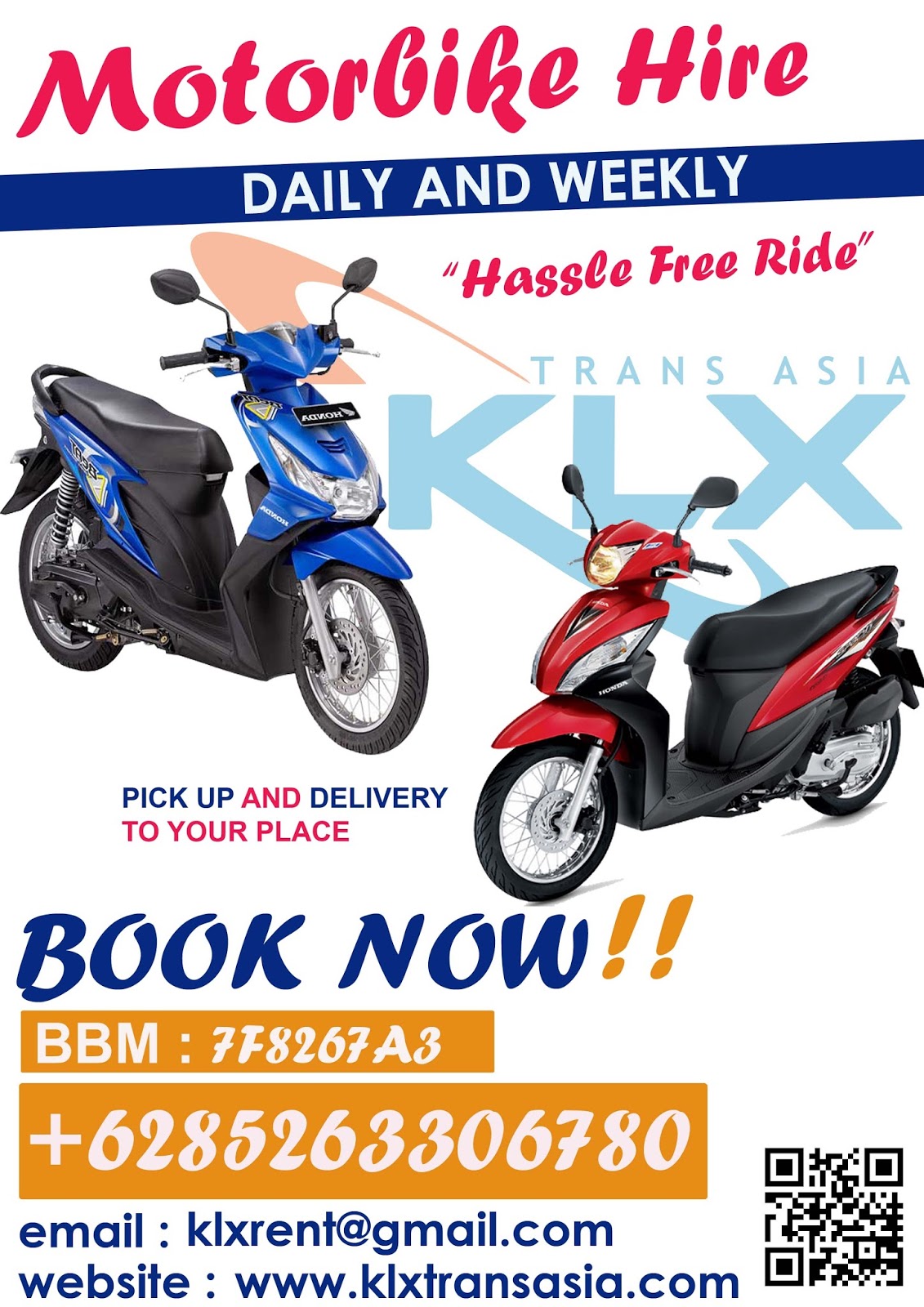 Batam Bike Rental ,Scooters, Motorbikes For Hire +6281298234630 BATAM