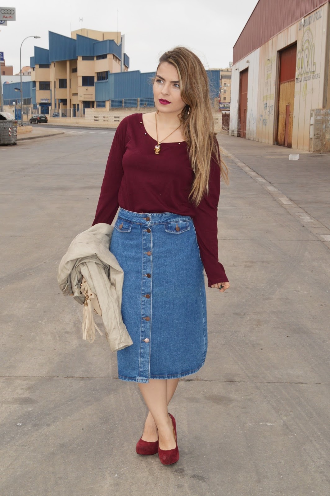 La Caja Sorpresa: ~Outfit~ Falda midi vaquera. Tendencia.