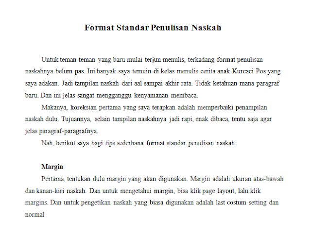 Naskah dengan ujung sisi kanan tidak rata