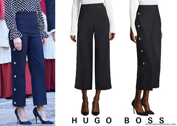 Queen Letizia wore BOSS High-Waist Wide-Leg Pants