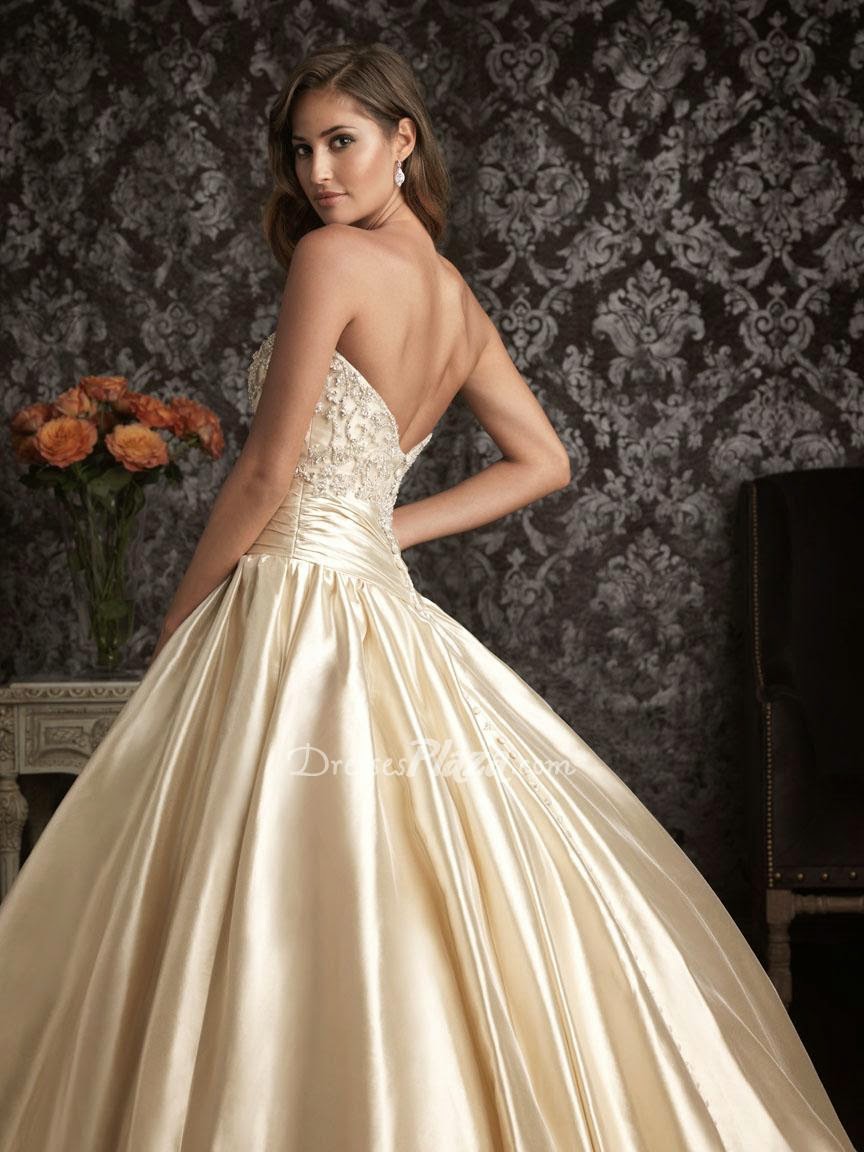 Ball Gown Sweetheart Strapless Embroidered Beaded Bodice Wedding Dress-2