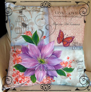 Clematis on Fabric Pillow