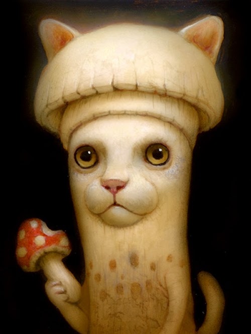 22-Shroom-Collector-Naoto-Hattori-Dream-or-Nightmare-Surreal-Paintings-www-designstack-co