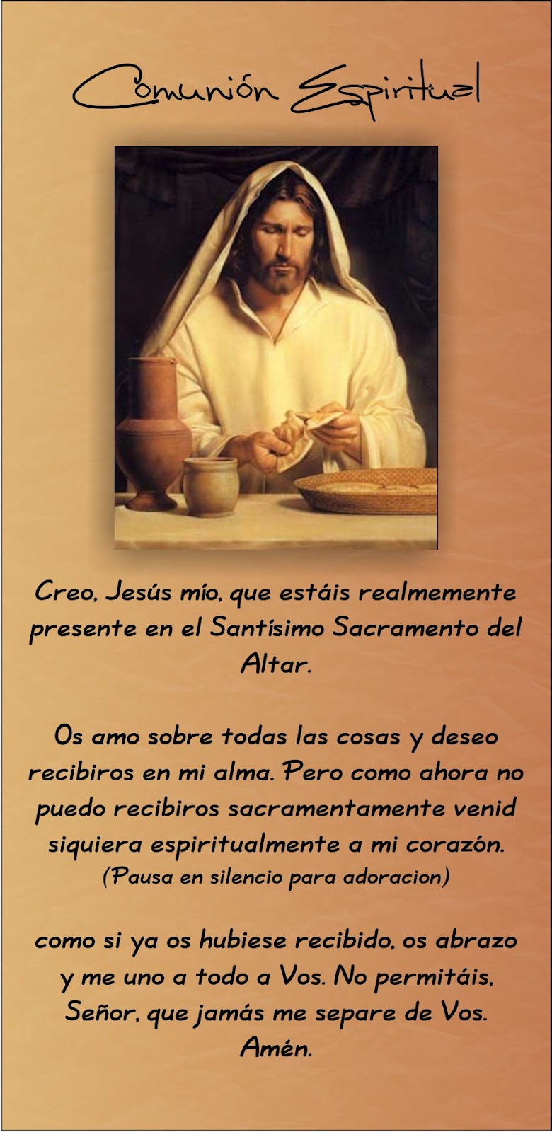 Tarjetas Y Oraciones Catolicas Comunion Espiritual