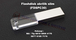 flashdisk akrilik slim, flashdisk bisa nyala lampu, flashdisk akrilik kombinasi metal (FDSPC30)