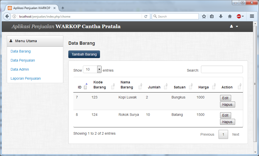 Contoh Projek Sederhana Codeigniter 3 Crud Amp Cetak Laporan