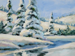 snow winter painting oil tom christmas holiday scene brown pines falling pricing special december fine 12x16 fast shipping daily california