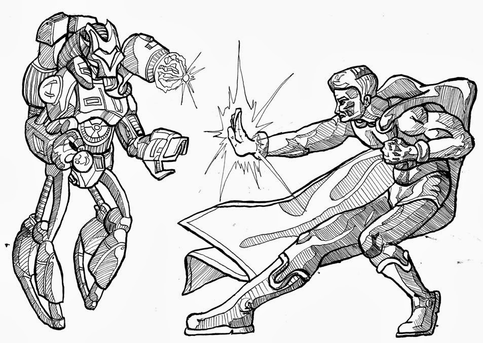James Mathurin Art: A quick Superhero battle