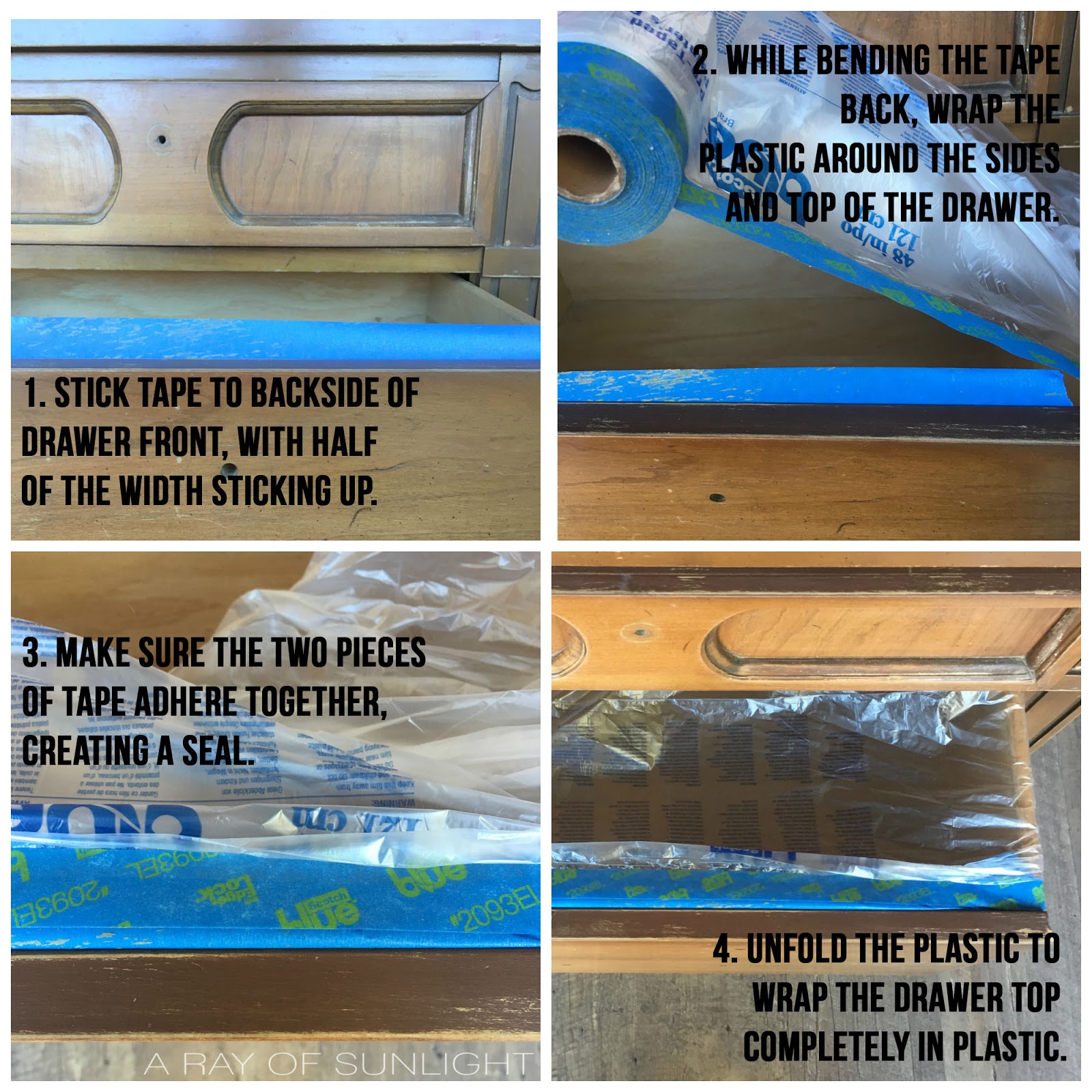 how to use painters tape and pre-taped plastic to prevent overspray