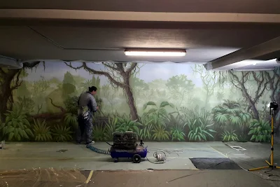 Malowanie na ścianie obrazu, malowanie dżungli, grafitti ścienne, Warszawa