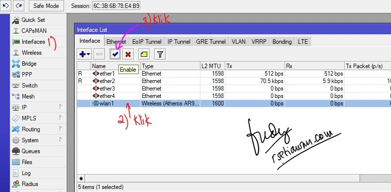 RPP Praktik konfigurasi Mikrotik internet gateway pada interface LAN dan WLAN