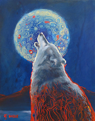 wolf painting wildlife acrylic moon whimsical paintings howl why colorado nancee busse painter jean artist american west cradleboard international