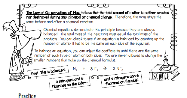 Science 8: Intro to Balancing Equations Worksheet