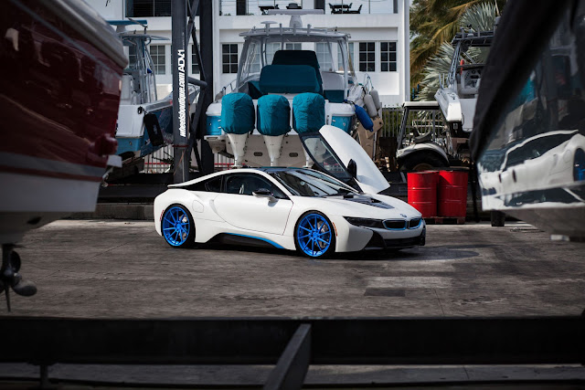 2015 BMW I8 on Blue Clear ADV.1 Wheels