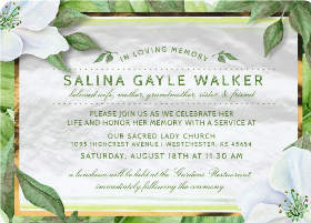 white floral garden custom memorial invitation