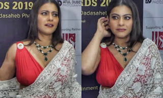 Kajol Devagan latest low cut red sleeveless blouse with transparent saree fashion | Bollywood actress Navel Queens Kajol Devagan latest low cut red sleeveless blouse with transparent saree fashion | Bollywood actress Navel Queens