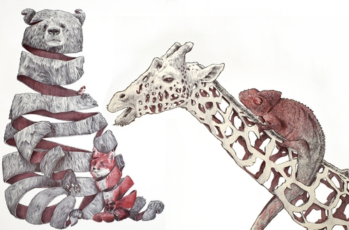 00-Jaume-Montserrat-Illustrations-of-Ribbon-Animals-in-Emptyland-www-designstack-co