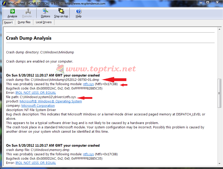Find Drivers Responsible For Crashing Windows TopTrix