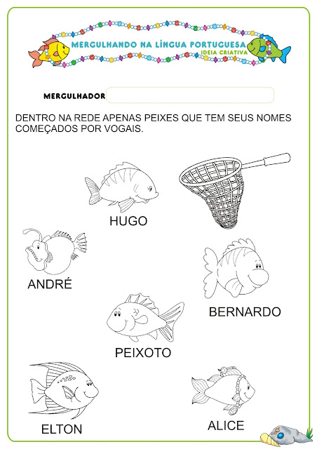 Caderno de Atividades Língua Portuguesa  Projeto no Fundo do Mar grátis para imprimir
