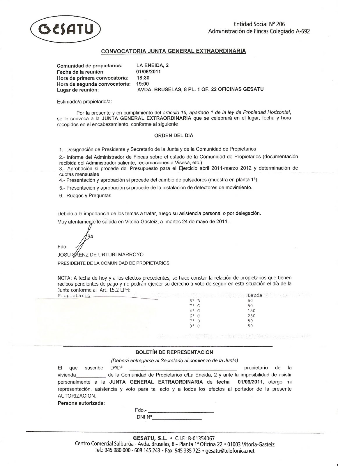 COMUNIDAD LA ENEIDA 2 CONVOCATORIA JUNTA