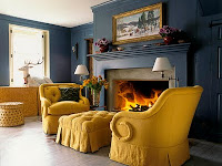 blue and gold living room decor
