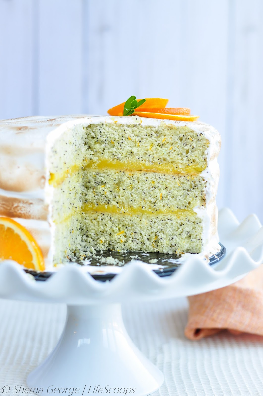 Life Scoops ORANGE MERINGUE CAKE Orange Poppy Seed Cake with Orange