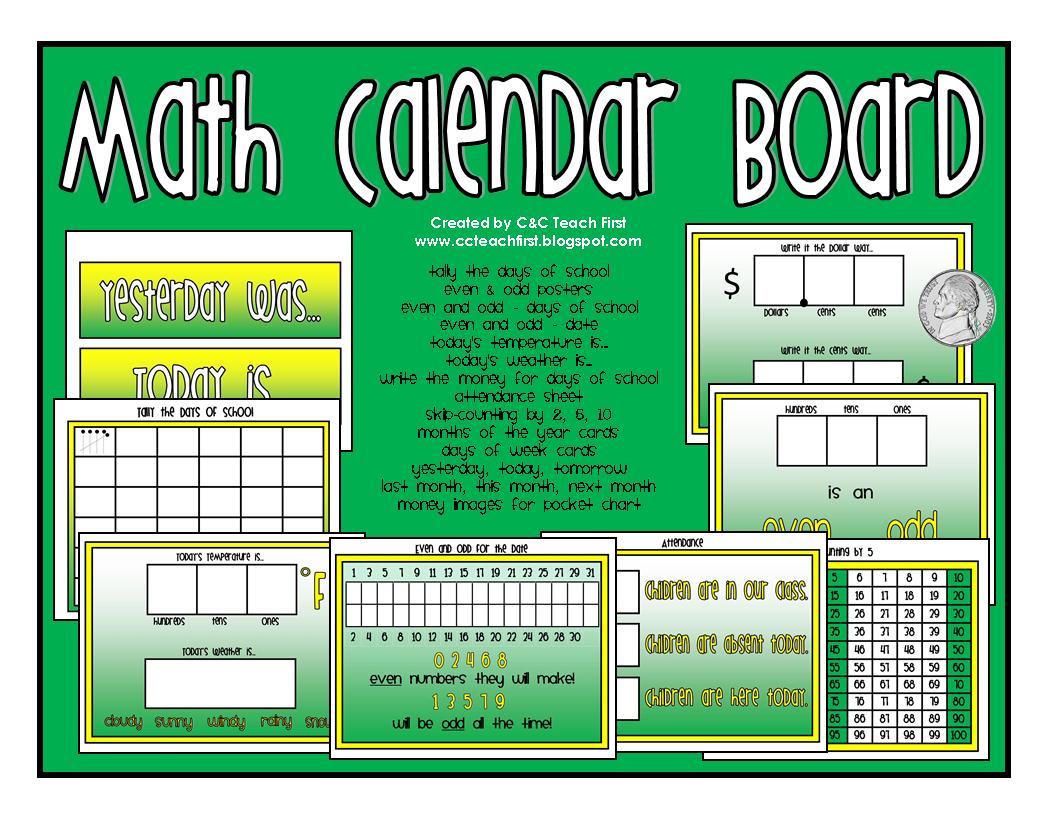 Clip Art by Carrie Teaching First: Math Calendar Packet
