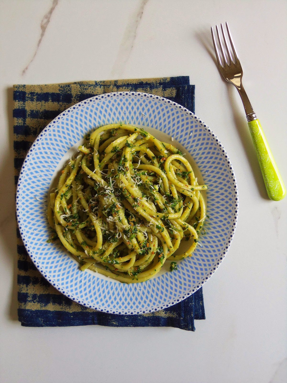 Simply Romanesco Spaghetti with Parsley Pesto