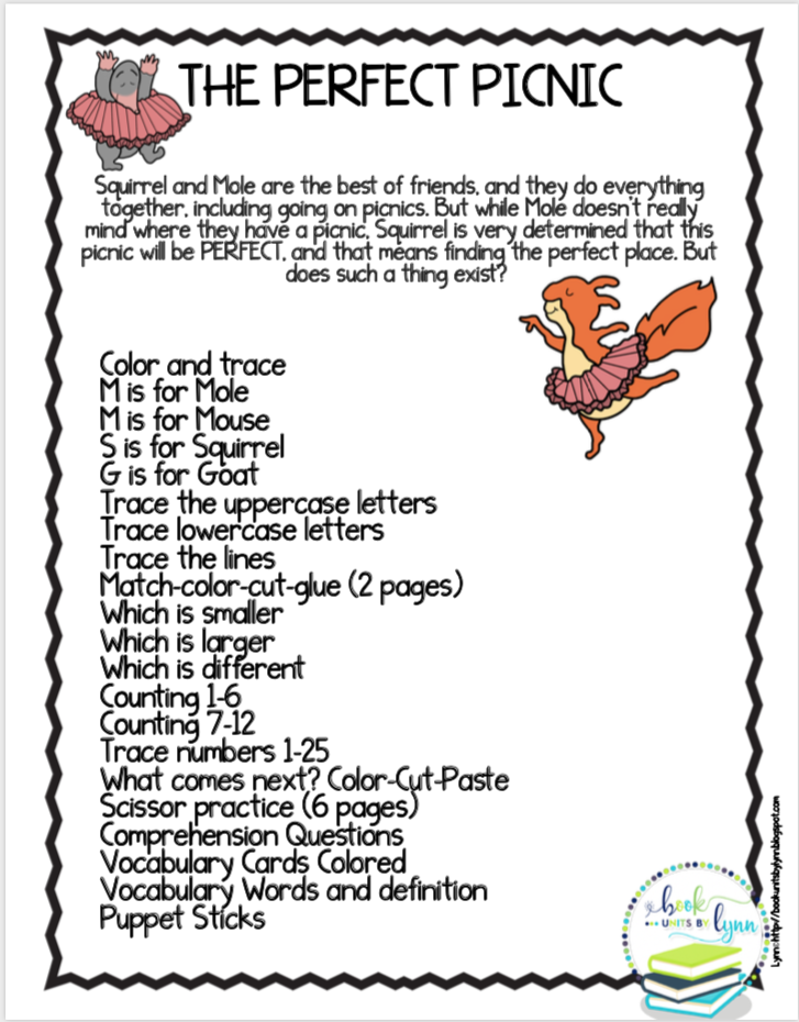 THE PERFECT PICNIC BOOK UNIT Book Units by Lynn
