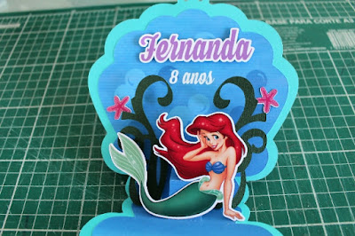 Convite artesanal A pequena Sereia Ariel