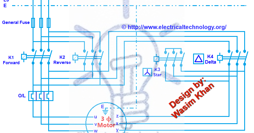 Three Phase Motor Connection Star/Delta (Y-Δ) Reverse ...