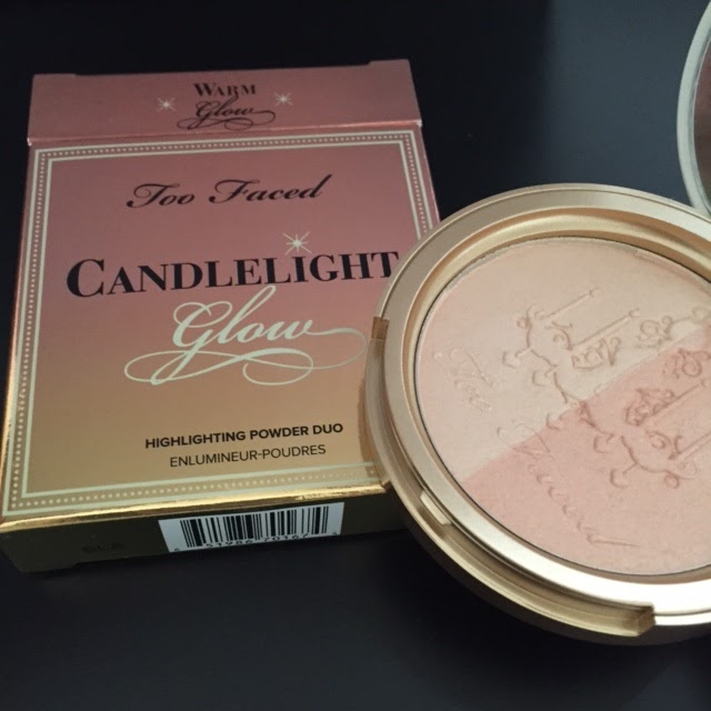 Too Faced Candlelight Glow Highlighting Powder in Warm Glow Review & Swatches A Very Sweet Blog