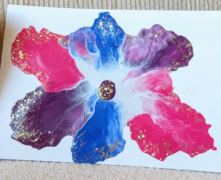 A Passion For Cards Marbling Paint blowing petals