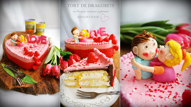 Tort de Dragobete cu branza, ananas si piersici