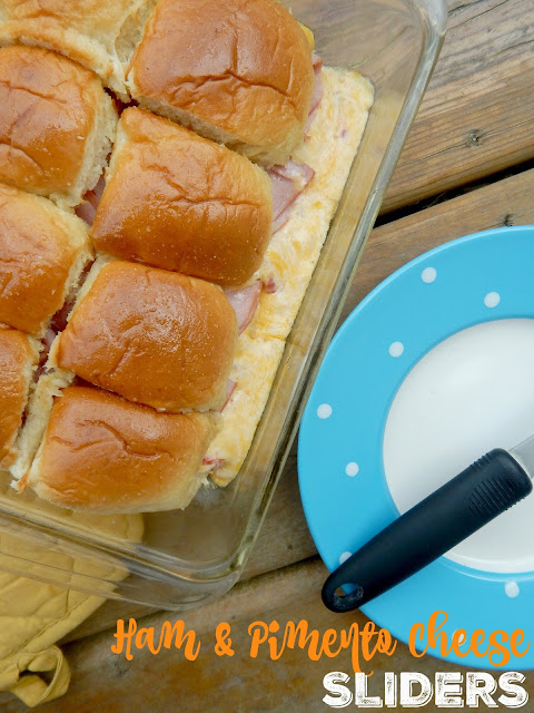 Ham and Pimento Cheese Sliders...a sandwich you will not be able to walk away from!  Salty ham, spicy pimento cheese all on a buttery bun.  Delicious! (sweetandsavoryfood.com)