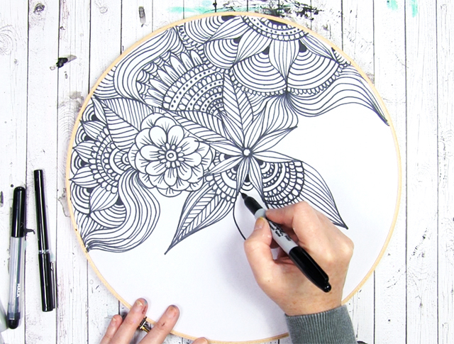 embroidery hoop doodles