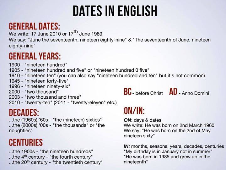 Click on: EXPRESSING DATES IN ENGLISH.