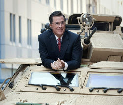 Stephen Colbert in a tank