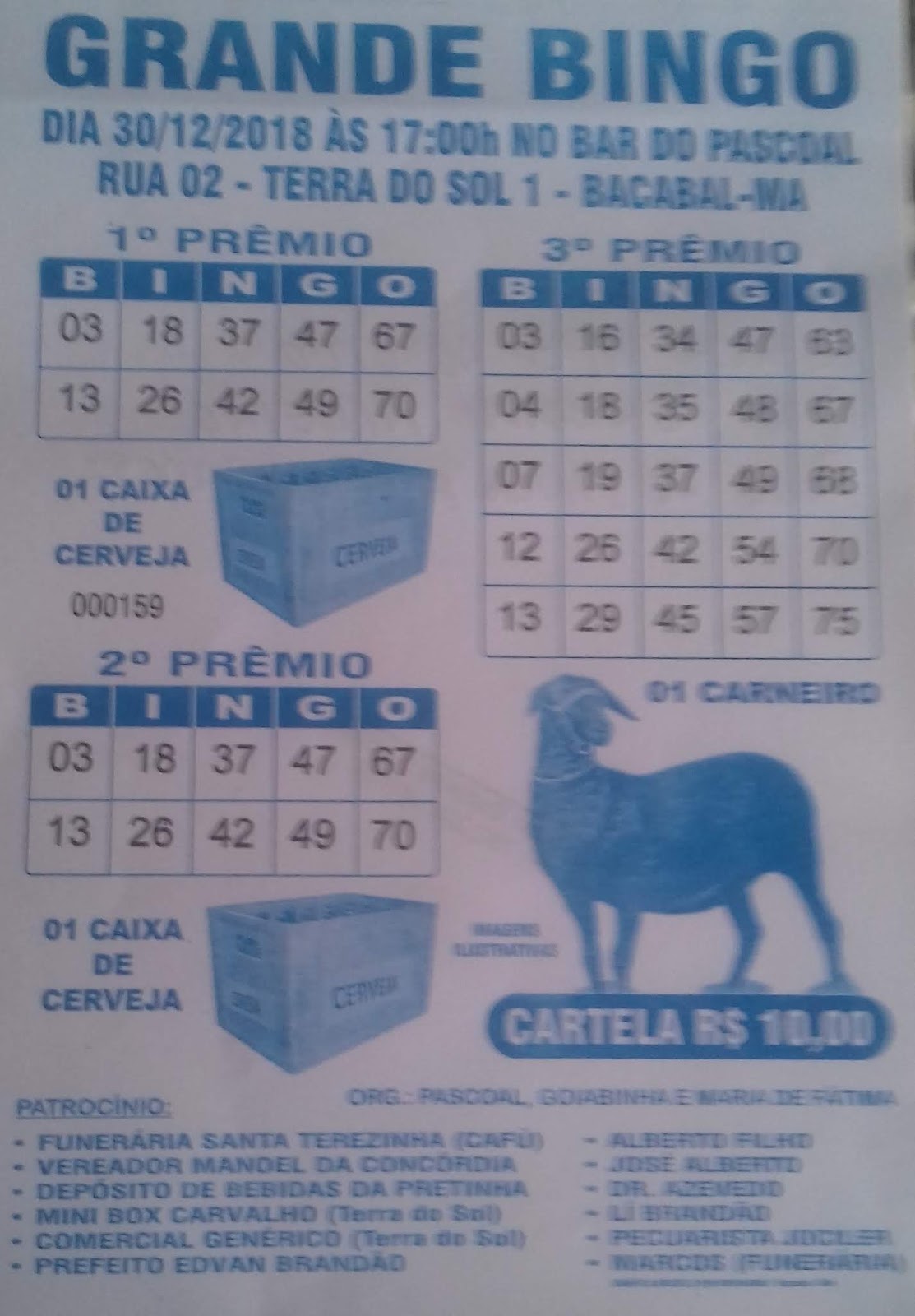 Blog Edmilson Moura Grande Bingo Dia 30 De Dezembro De 2018