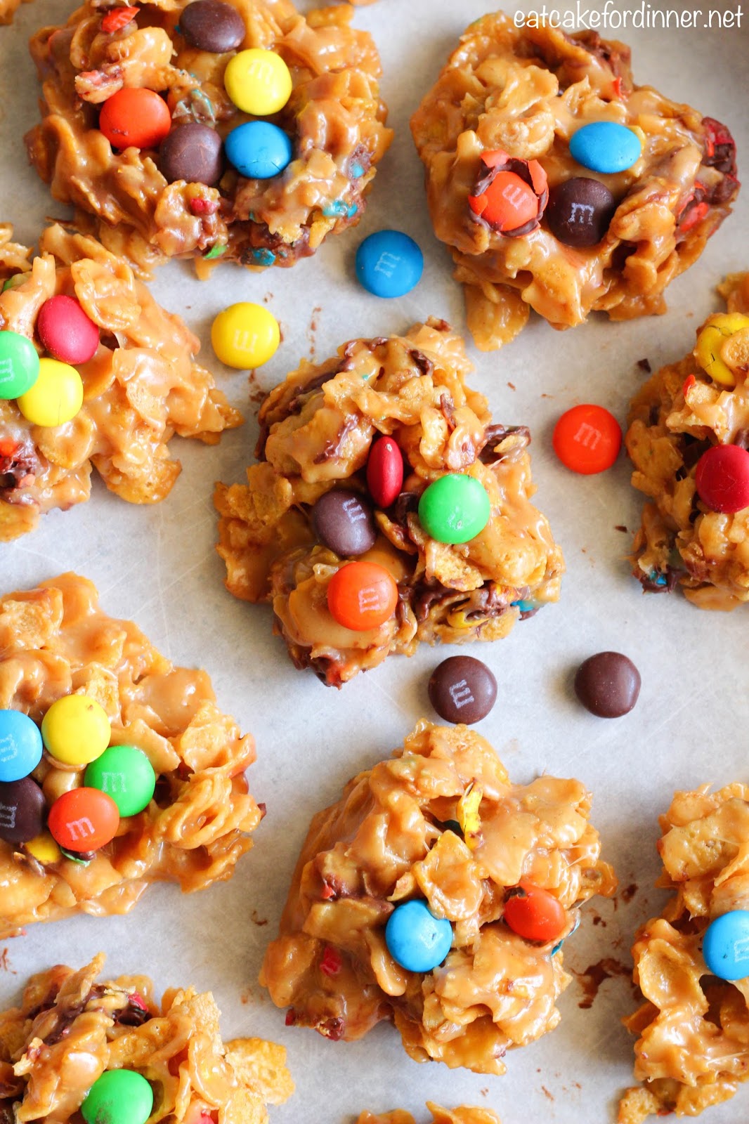 NoBake Peanut Butter M&M Corn Flake Cookies Eat Cake For Dinner