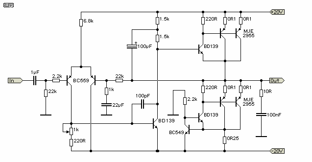 20 Watt Class A Power Amplifier Circuit - Electronic Circuit