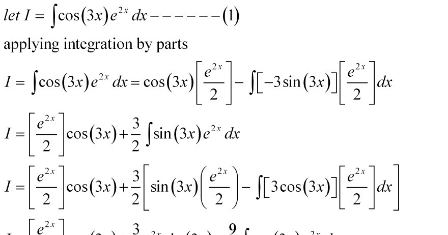 mixture: integral of [e^2x]cos3x using integration by parts