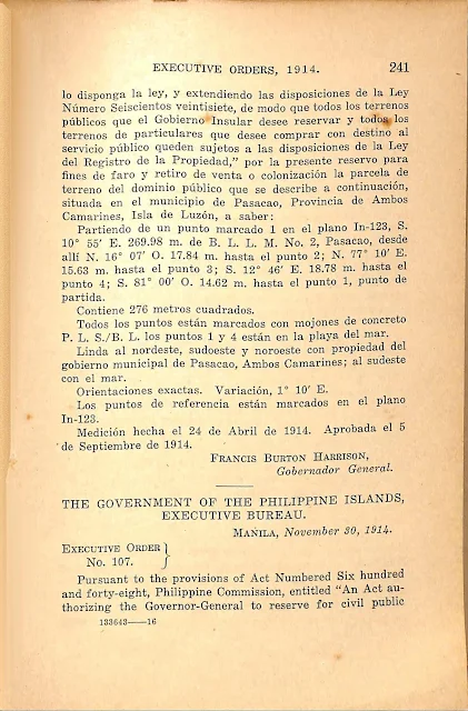 Executive Order No. 107 series of 1914 English version.