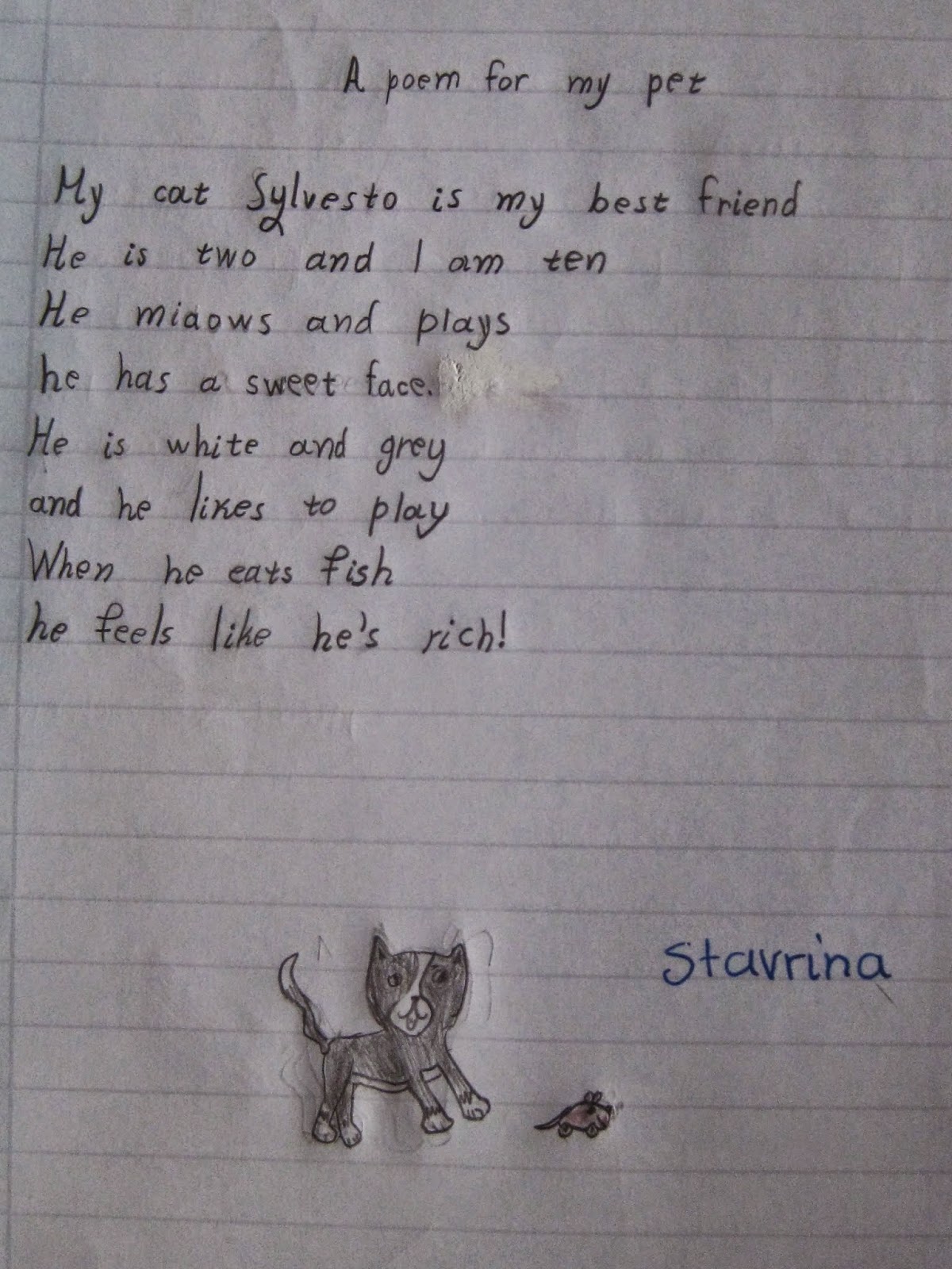 7ο Δημοτικό Σχολείο Χαϊδαρίου: A poem for my pet!