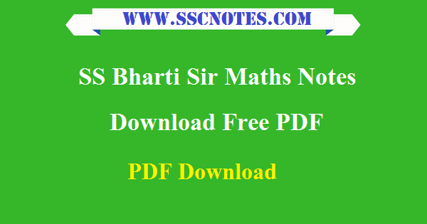 Maths Notes by SS Bharti for Competitive Exams PDF Download