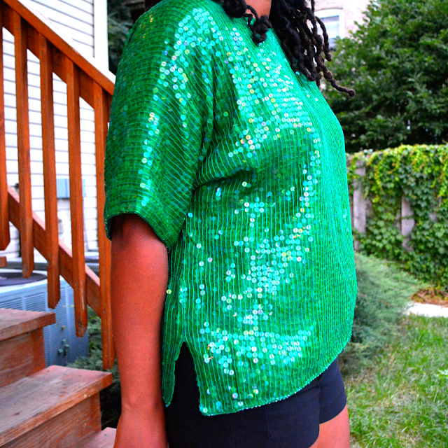 thrift and style with a vintage sequin blouse from an estate sale
